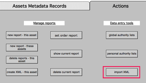 Actions-Importing XML File