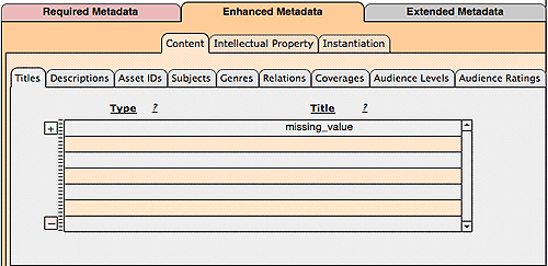 Enhanced Metadata > Content > Sub-tabs