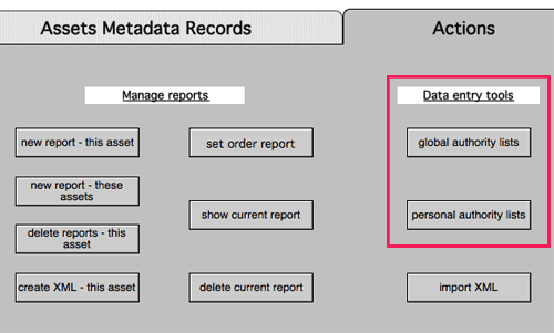 Actions-Data Entry Tools